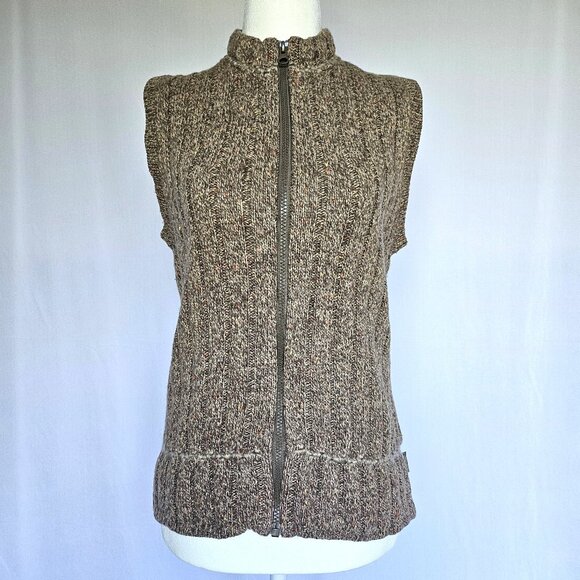 WOOLRICH Brown Knit Women's Wool Blend Zippered Vest, Size S - Picture 2 of 16